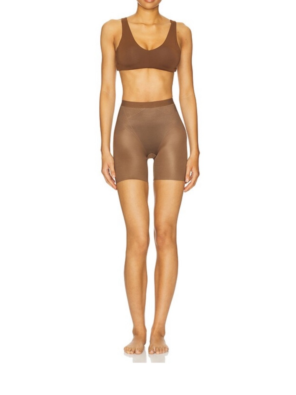 SPANX Thinstincts 2.0 Mid-Thigh Girl Short Chestnut Brown 3X NWT Printed Power